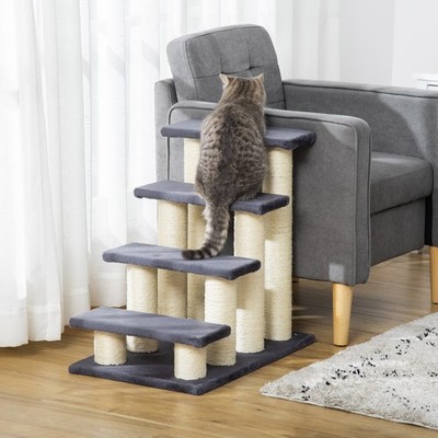 Plüsch Katzenbaum Kletterturm für Katzen mit Eigentumswohnung, Stufen & Kratzer