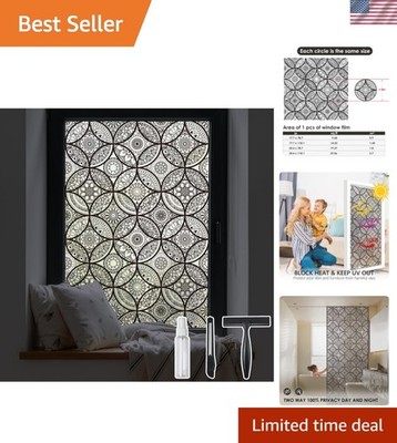 Boho Stained Glass Look Window Privacy Film with Installation Tools, Decorati...