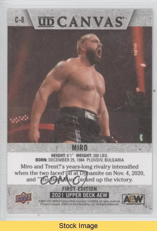 2021 Upper Deck AEW All Elite Wrestling Canvas Miro #C-8 Rookie RC READ fn5 - Image 2 of 3