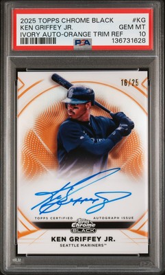 2025 TOPPS CHROME BLACK IVORY AUTO #KG KEN GRIFFEY JR. 16/25 PSA