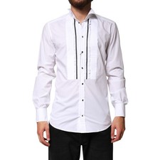 DOLCE & GABBANA Shirt White GOLD Long Sleeves Formal Dress 38/US15/XS 1120usd