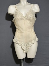 Lady Lynne Vintage Lingerie Bodysuit Sz Small Sheer Nude Mesh ILGWU Made