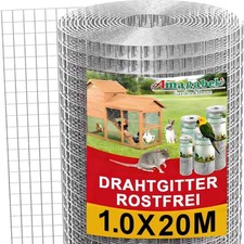 Hasengitter Kaninchendraht Drahtgitter Verzinkt 20m x 1m 12,7mm Maschen