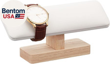 Wooden Watch Display Stand, T-Bar Bracelet Holder PU Leather Jewelry Organizer H