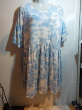 Yours. Blue/cream Pattern Lightweight Jersey Dress.  Size 16