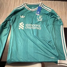 adidas Liverpool M. Salah #11 Soccer Jersey Teal White Medium