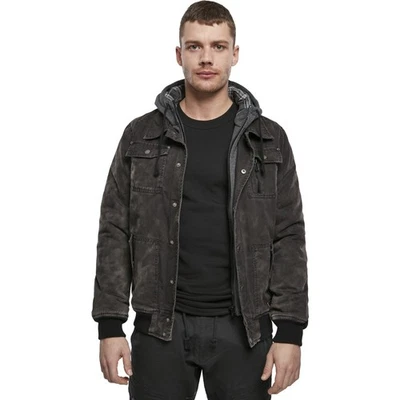 Brandit Dayton Winter Jacket Jacke Winterjacke Denim-Look Sweat-Einsatz Black - Bild 1 von 2