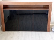 Brown Sideboard cupboard with 3 black gloss doors.  Excellent condition. REDUCED