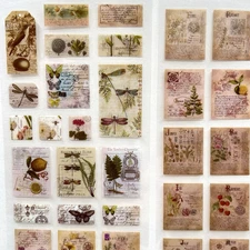Vintage Style Botanical Insect Stickers 3 Sheets Scrapbooking Journaling Collage