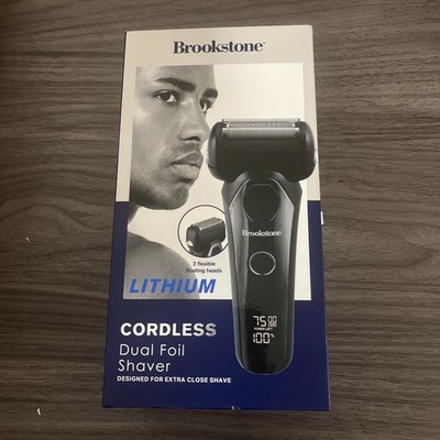 BROOKSTONE Rechargeable LITHIUM IPX5 Waterproof DUAL FOIL SHAVER Extra Close