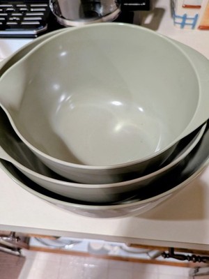Set Of 3  Green Plastic Nesting OXO Non Skid Mixing Bowls Plus 1 White OXO Bowl