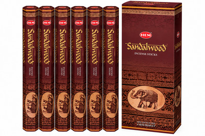 HEM Sandalwood Räucherstäbchen 6er Pack   Sandelholz Incense Sticks Indien