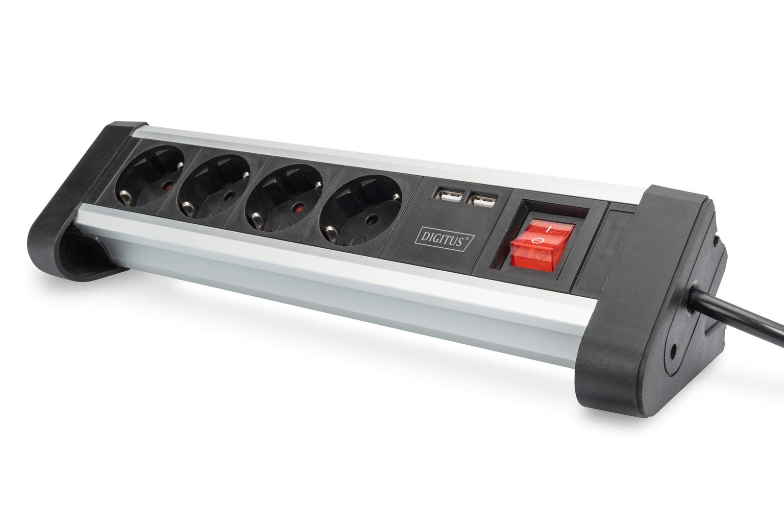 Multiprise avec chargeur USB DA-70614 compacte noire à 2 ports USB-A