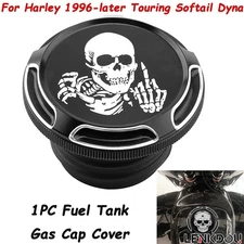CNC Skull Fuel Tank Gas Cap Cover Fit For Harley Electra Glide Road King Softail