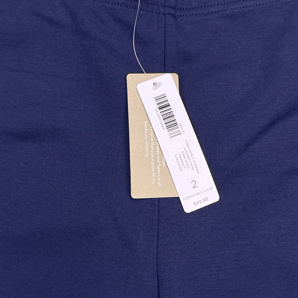 Chicos Fabulosamente Adelgazantes Pantalones Capri 2 Azul Medianoche Corto Básico Nuevo Foto 4 de 4