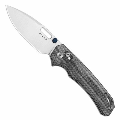 KIV3802CDA1 Kizer Outposter Folding Knife Drop Point Nitro-V Steel Blade Micarta