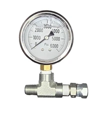 Paint Sprayer Gauge Assembly 6000 psi Pressure Gauge 0-6000 psi 1/4" Fittings