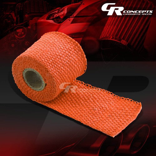 5FT/60"L 2"W HEADER EXHAUST TURBO INTAKE MANIFOLD PIPE ORANGE HEAT WRAP