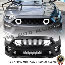 For 2015-2017 Ford Mustang Mach 1 Style Front Bumper Cover +LED Grille