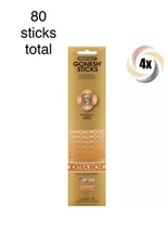 4x Packs Gonesh Extra Rich Incense Sticks Sandalwood Scent 80 Sticks Total