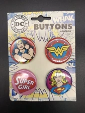 DC Comics 2 Wonder Woman 2 Super Girl Pins New Old Stock