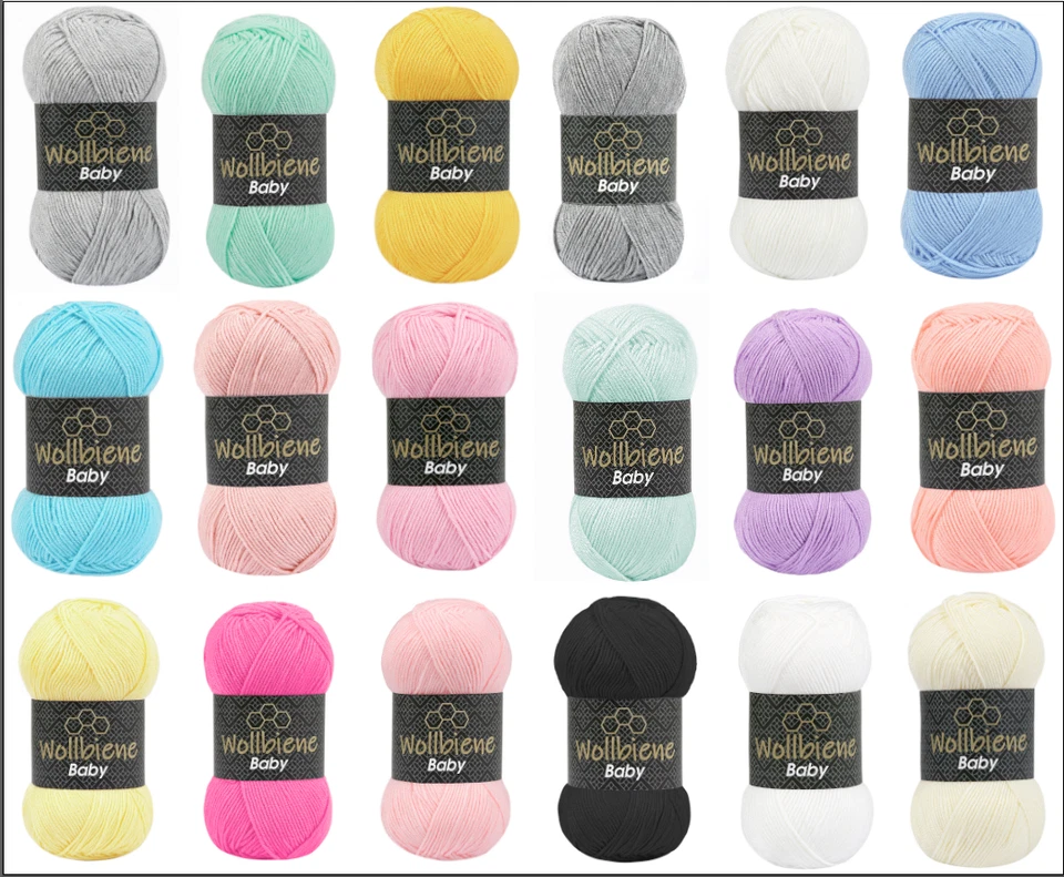 Wollbiene Baby, Antipilling, Babywolle, Strickwolle Häkelwolle 100g Uni