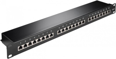 CAT 6, 19-Zoll (48,3 cm) Patch Panel, 24 Port, (1 HE) STP geschirmt, schwarz