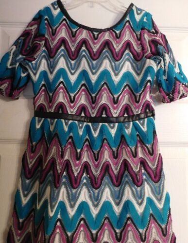 Girl's Beautiful KC Parker By Hartstrings Short Sleeve Dress Zig Zag Size 8 - Picture 2 of 6