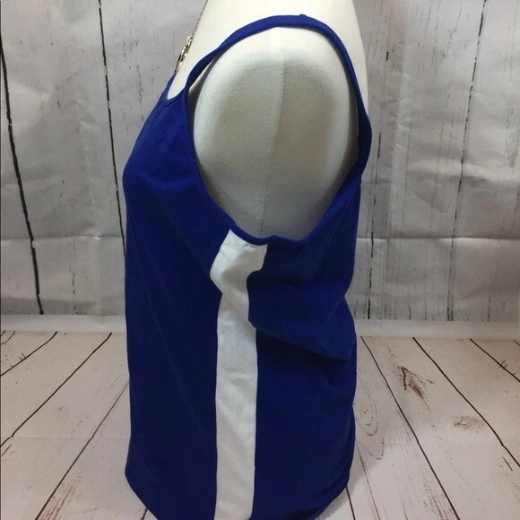 MICHAEL KORS MUJER DEPORTE EJERCICIO ELÁSTICO AZUL REAL CAMISETA SIN MANGAS ATLÉTICA TALLA L GRANDE Foto 2 de 4