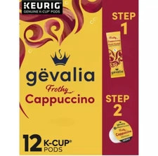 Gevalia Cappuccino K Cup Espresso Coffee Pods Cappuccino Froth Packets 12 Ct Box