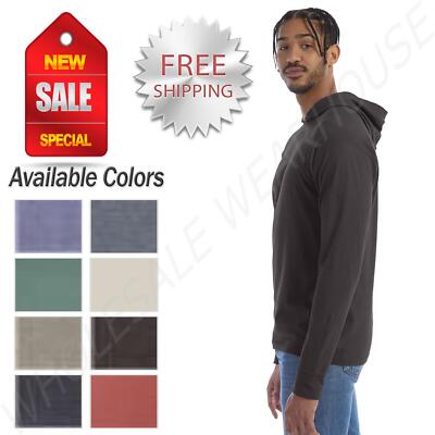 Hanes Mens 100% Cotton Garment-Dyed Hooded Long Sleeve Shirt GDH280