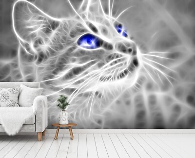 3D Cat Blue Eyes K507 Animal Wallpaper Mural Self-adhesive Removable Kay