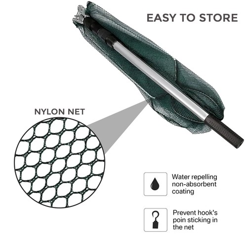 Landing Net Telescopic Folding Fishing Pole Extending Fly Trout Carp Course Sea - Picture 4 of 9
