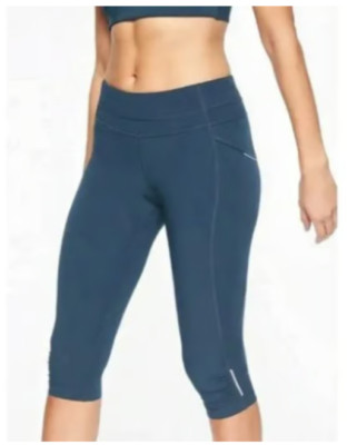 Athleta Dobby Be Free Knicker Capri cropped Leggings Constellation Blue XS NEW