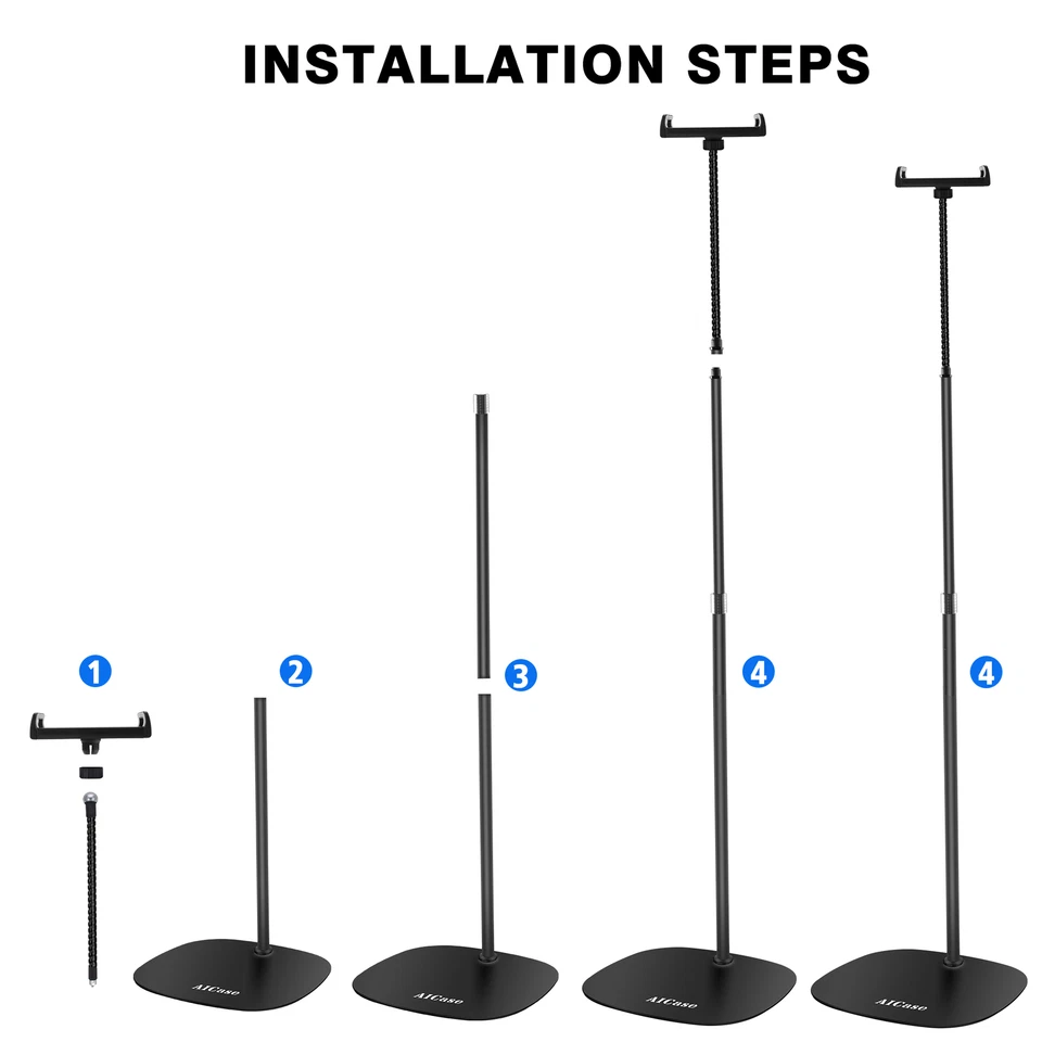 Adjustable Gooseneck Floor Stand iPad Cell Phone Tablet Aluminum Holder Mount - Image 2 of 4
