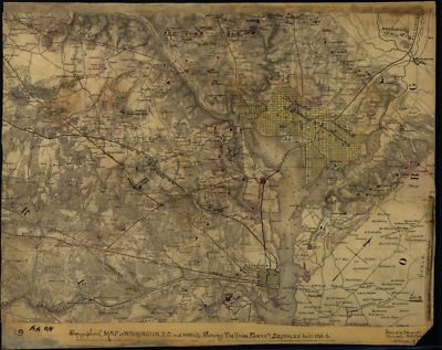 18'' x 24'' 1861 Map Of Washington Distric Of Columbia & Vicinity Union Forts