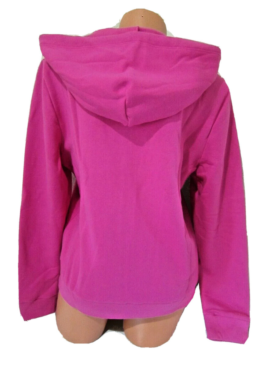 Victoria Secret Pink NEON FUSCHIA LOGO FULL ZIP HOODIE BLACK LEGGING PANT  XL SET
