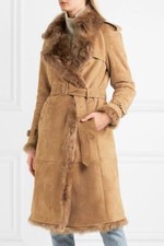 Nwt Burberry Womens Shearling Lambskin Leather Trench Coat Sz Us 6 Eu 40