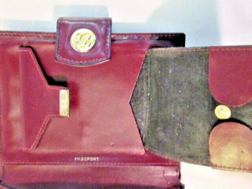 BOSCA Burgundy Calfskin Leather Travel Wallet Passport Baggage Organizer - Picture 4 of 16