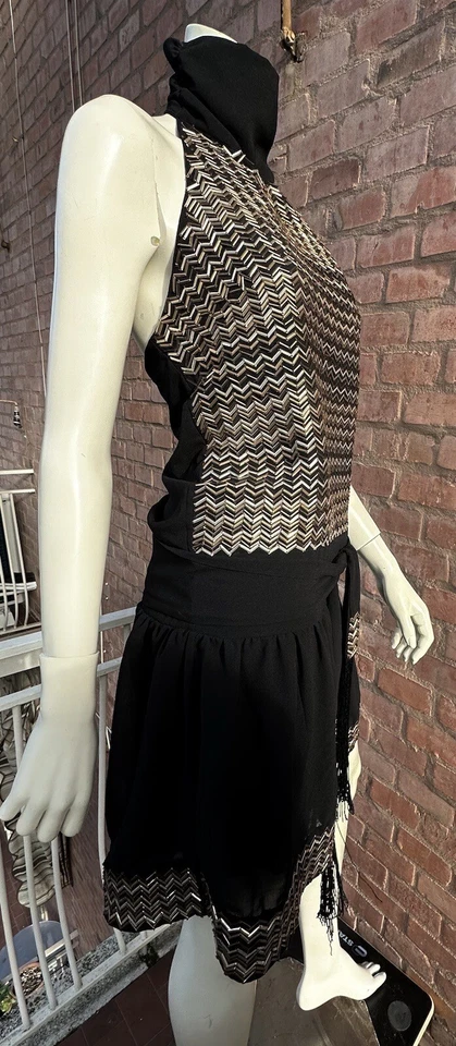 Vestido Corto Elisabetta Franchi CELYNE b Armor Negro Dorado Lentejuelas Geom... - Imagen 4 de 4