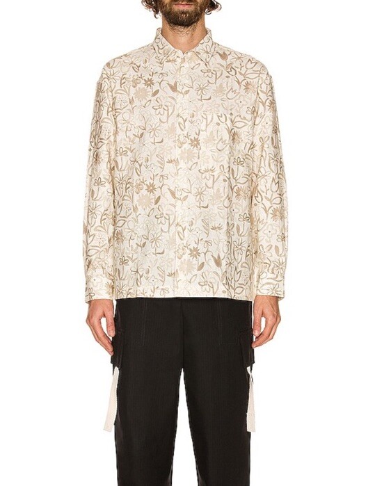 L'AMOUR La Chemise Baou Floral-Print Cotton Linen