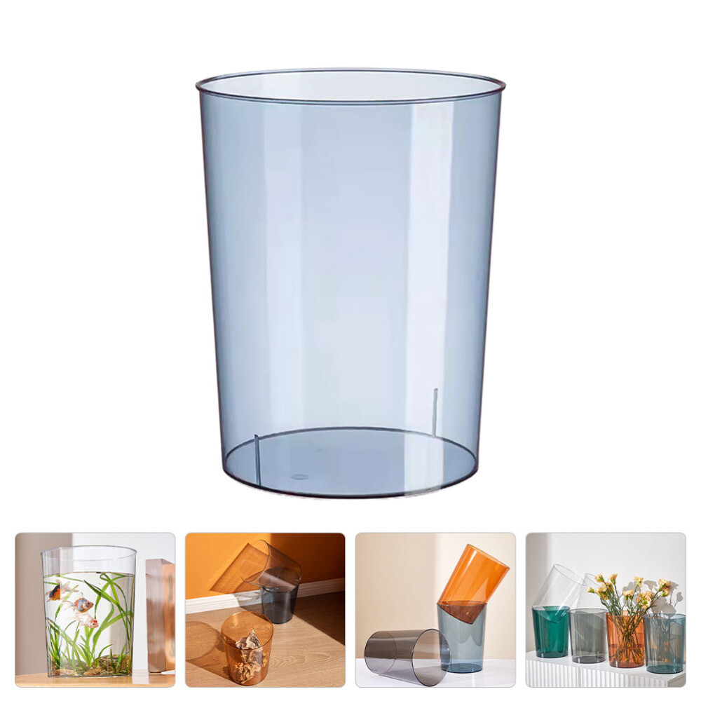 Transparent Lid Garbage Can for Office or Home Trash Bin Vase