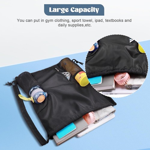Kordelzug Sportbeutel Wasserdicht Rucksack mit Schuhfach Tunnelzug Daypack DE - Bild 2 von 16