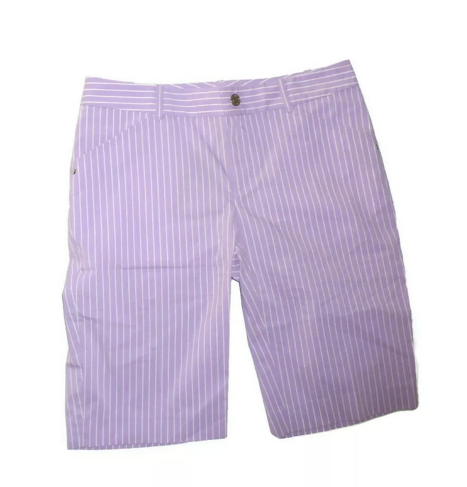 Ralph Lauren 高尔夫女式百慕大短裤 - 0 码 - 紫丁香条纹