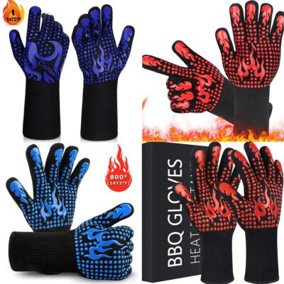 US 1 Pair 1472  Extreme Heat Resistant Cook Oven Glove Silicone Grill BBQ Mitt