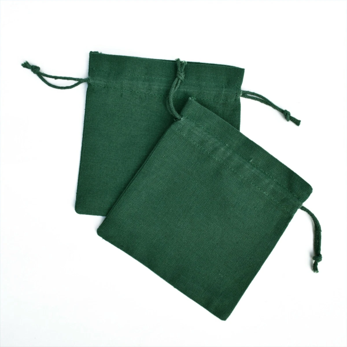 100 PCS Cotton Drawstring Green Jewelry Packaging Pouch Small Gift