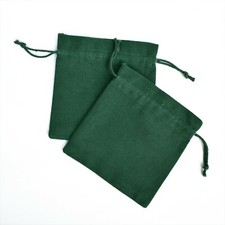 100 PCS Cotton Drawstring Green Jewelry Packaging Pouch Small Gift Coin Bag 4x4"