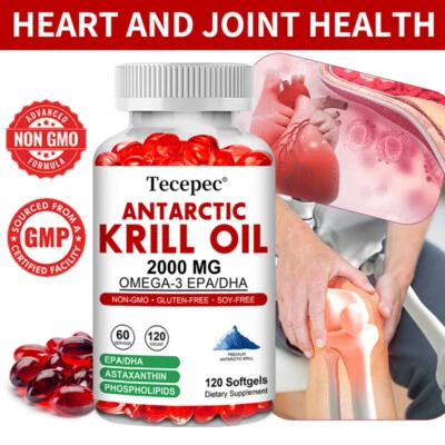 TECEPEC Antarktisches Krillöl 2000mg Softgel – EPA & DHA –Gleicht Die Herzgesundheit Aus