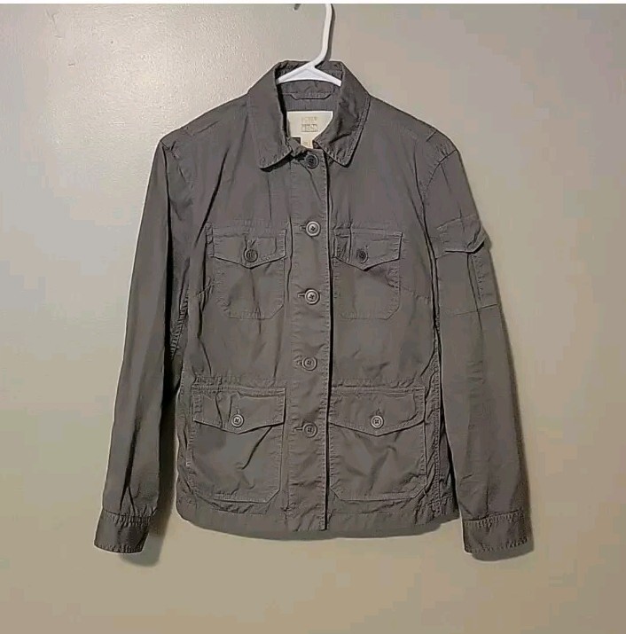 J Crew Women’s Utility Gray Jacket Size XS Classic Twill Chino Field Jacket