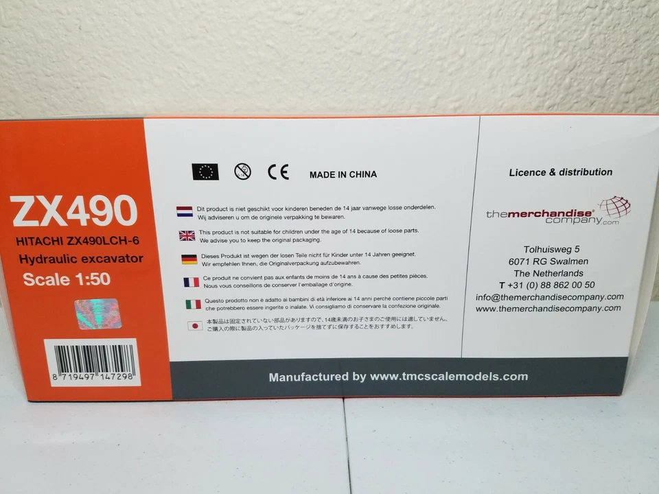 Hitachi Zaxis ZX490LCH-6 Excavator - TMC 1:50 Scale Diecast Model New - Image 4 of 4